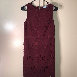 Burgundy floral mini dress